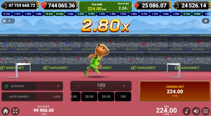 Cashybara Athletics Edition - cash-out riuscito e accredito della vincita